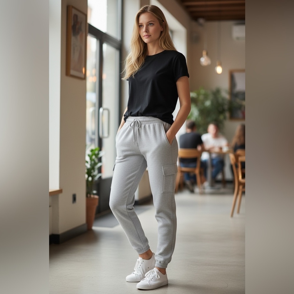 Yogalicious Light Gray Cargo Style Joggers
